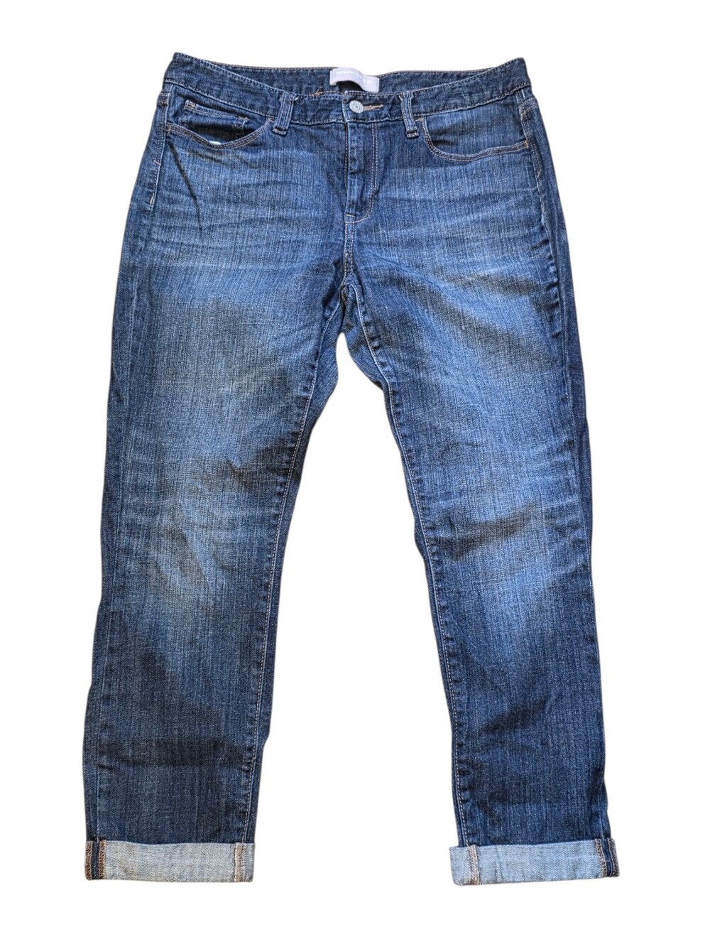 Banana Republic Preppy Cropped Cuffed Hem Classic Denim Blue Jeans Size 28/6